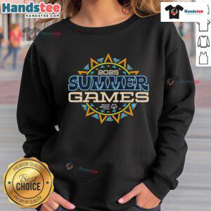 Official 2025 SOMI Summer Games sweatshirt featuring vibrant colors and logo, perfect for sports fans and athletes.