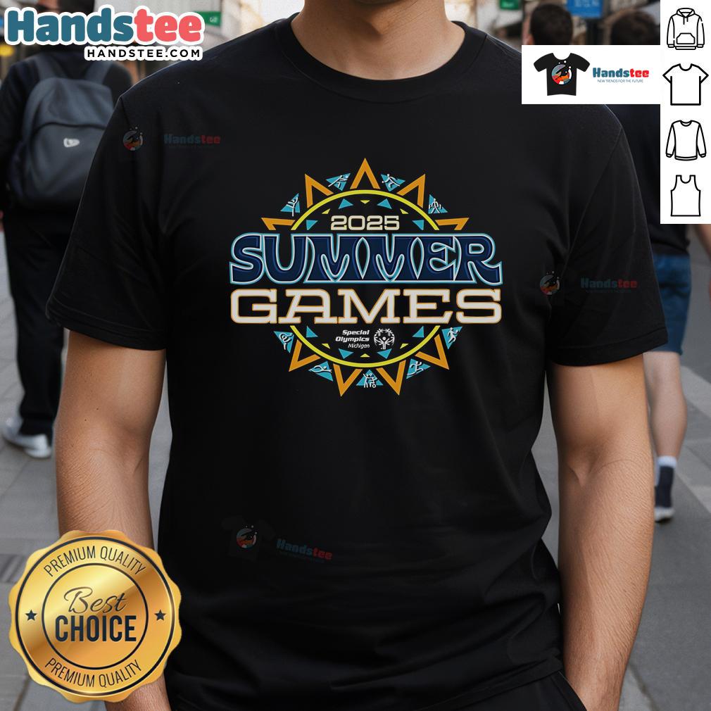 Official 2025 Somi Summer Games T-Shirt featuring vibrant colors and logo, perfect for fans and athletes alike.