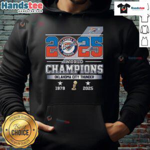 2025 World Champions Oklahoma City Thunder hoodie, celebrating the team's legacy from 1979 to 2025.