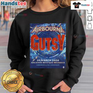 Official Airbourne Gutsy Garage Saarbrucken Live sweatshirt from the concert on March 29, 2026.