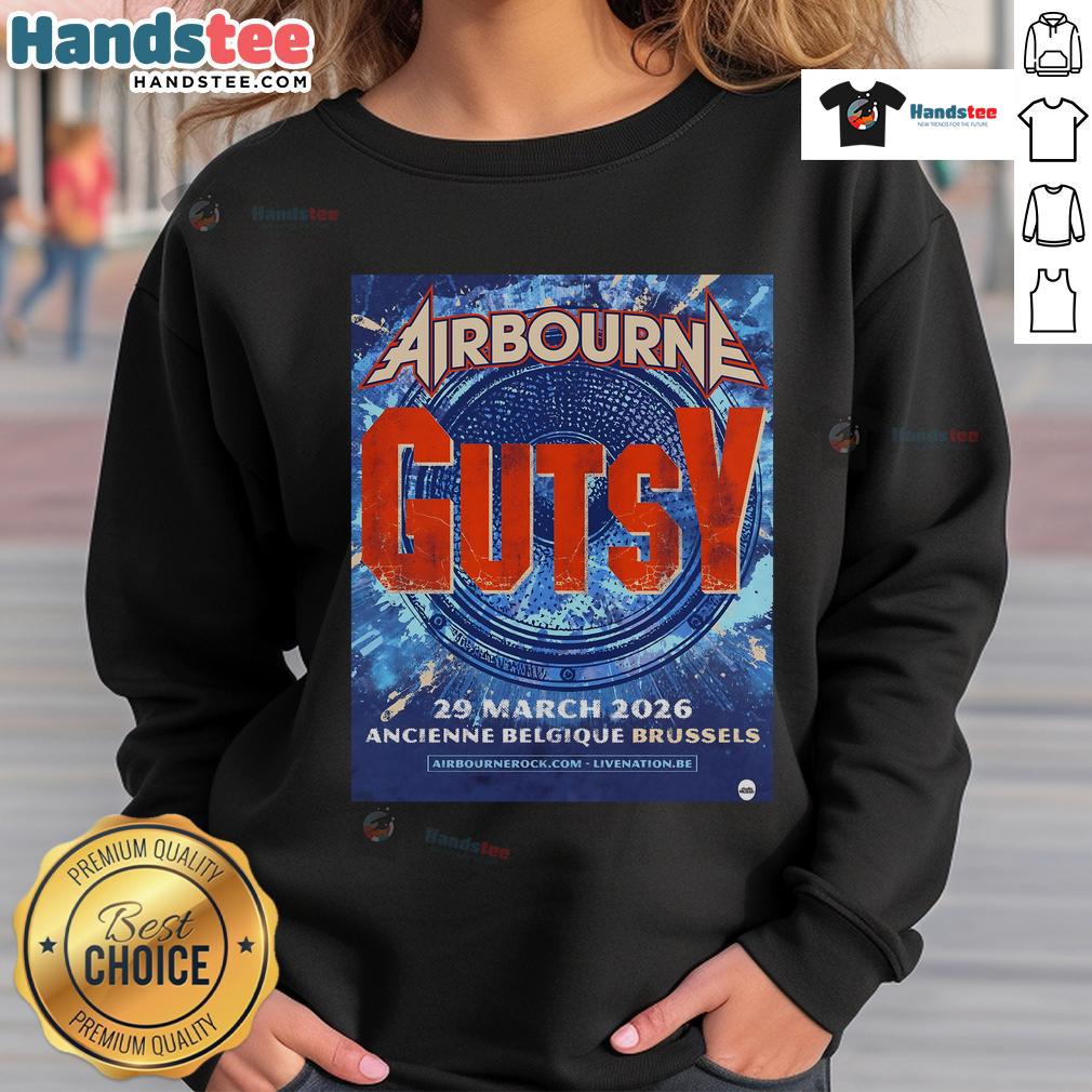 Official Airbourne Gutsy Garage Saarbrucken Live sweatshirt from the concert on March 29, 2026.