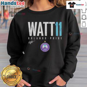 Official Ally Watt Orlando Pride Elite 11 Sweatshirt in vibrant colors, showcasing team spirit and style for fans.