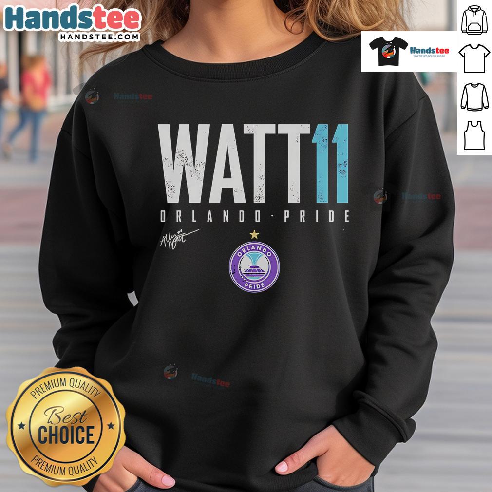 Official Ally Watt Orlando Pride Elite 11 Sweatshirt in vibrant colors, showcasing team spirit and style for fans.