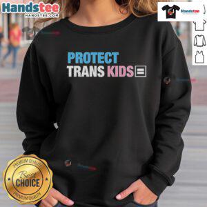 Alt Text: Official Andr3wsky wearing a Protect Trans Kids sweatshirt, promoting support for transgender youth and equality.