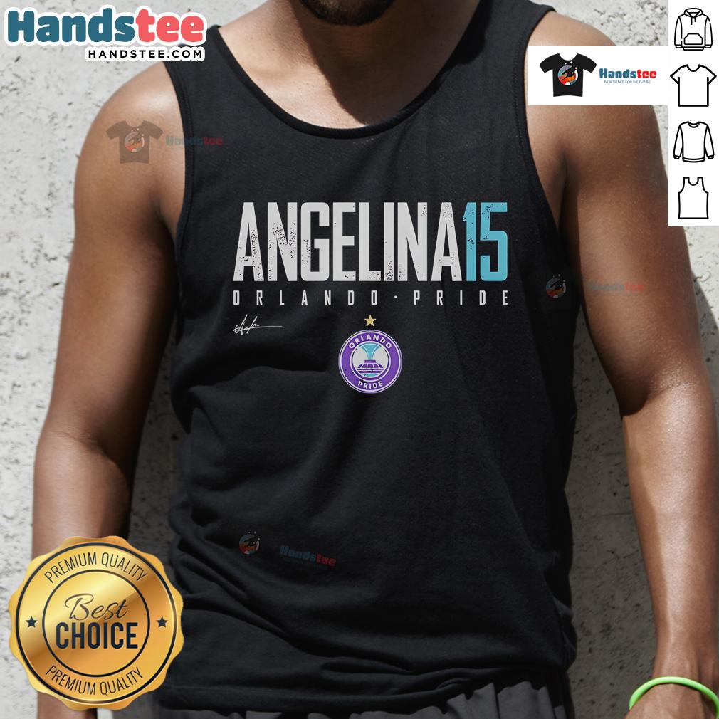 Official Angelina Orlando Pride Elite 15 Tank Top featuring vibrant colors and a stylish design for pride celebrations.