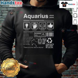 Official Aquarius Label Hoodie in navy blue, showcasing a stylish design perfect for astrology enthusiasts.