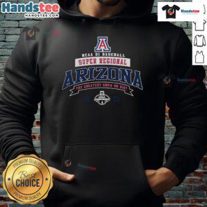 Alt Text: Official Arizona Wildcats 2025 NCAA Division I Baseball Super Regional Champions Hoodie in navy blue with logo.