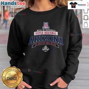 Arizona Wildcats 2025 NCAA Division I Baseball Super Regional Champions sweatshirt featuring team colors and logo.