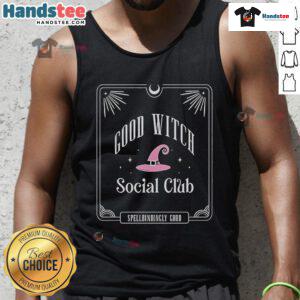Alt Text: Official Attitude Clothing Good Witch Social Club tank top featuring a trendy design for stylish witchy vibes.