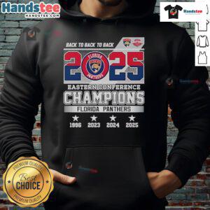 Official Back-To-Back-To-Back 2025 Eastern Conference Champions Florida Panthers Skyline Hoodie in vibrant design.
