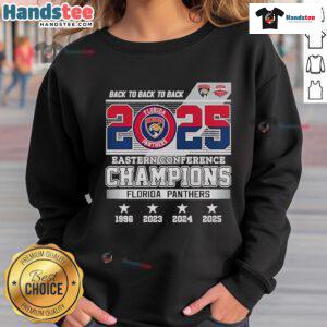 Florida Panthers skyline sweatshirt celebrating 2025 Eastern Conference Champions back-to-back-to-back victories.