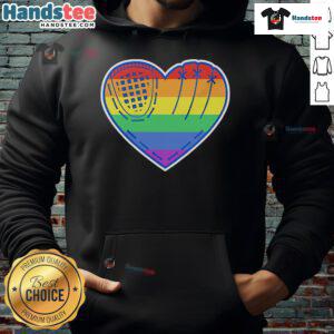 Official Baseball Heart LGBT Pride Hoodie featuring vibrant colors and a heart design to celebrate diversity and love.