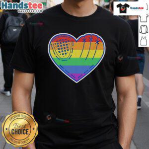 Official Baseball Heart LGBT Pride T-Shirt featuring a vibrant heart design, perfect for sports and pride celebrations.