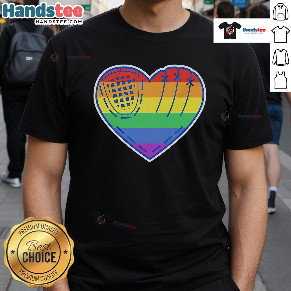 Official Baseball Heart LGBT Pride T-Shirt featuring a vibrant heart design, perfect for sports and pride celebrations.