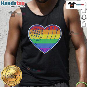 Official Baseball Heart LGBT Pride Tank Top featuring a colorful heart design, perfect for celebrating pride and love.