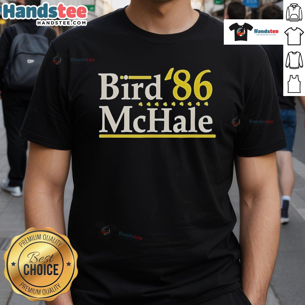 Official Bird Mchale '86 Boston Legends T-Shirt featuring iconic graphics celebrating Boston Celtics' history.