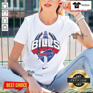 Official Buffalo Bills Nike Icon Legend Ladies Tee in blue, showcasing team logo and stylish design for female fans.
