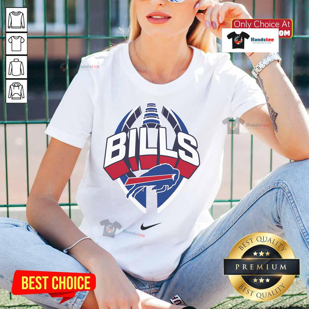 Official Buffalo Bills Nike Icon Legend Ladies Tee in blue, showcasing team logo and stylish design for female fans.