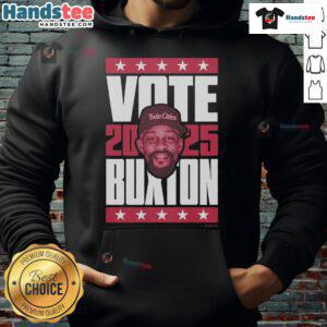 Official Byron Buxton 2025 Vote Hoodie featuring sporty design and vibrant graphics, perfect for fans and supporters.