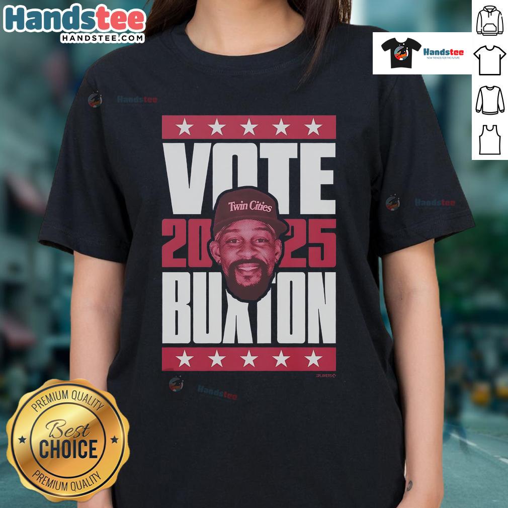 Official Byron Buxton 2025 Vote Ladies Tee featuring stylish design and vibrant colors, perfect for baseball fans.