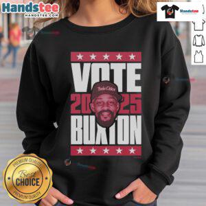 Official Byron Buxton 2025 Vote Sweatshirt featuring a stylish design, perfect for baseball fans and supporters.