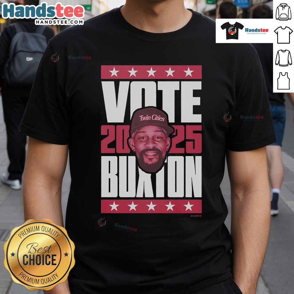 Official Byron Buxton 2025 Vote T-Shirt featuring bold graphics and vibrant colors, perfect for fans and supporters.
