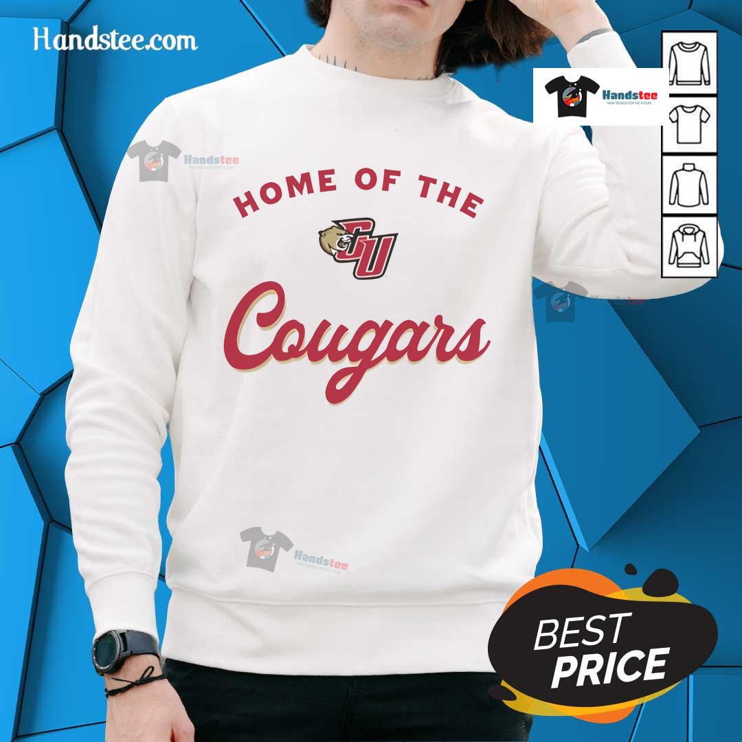 Alt Text: Official Caldwell University Home of the Cougars sweatshirt in navy blue, featuring the university logo and mascot design.