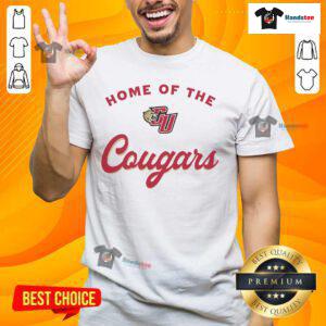 Alt Text: Official Caldwell University Home Of The Cougars T-Shirt featuring the school logo and vibrant colors, perfect for fans.