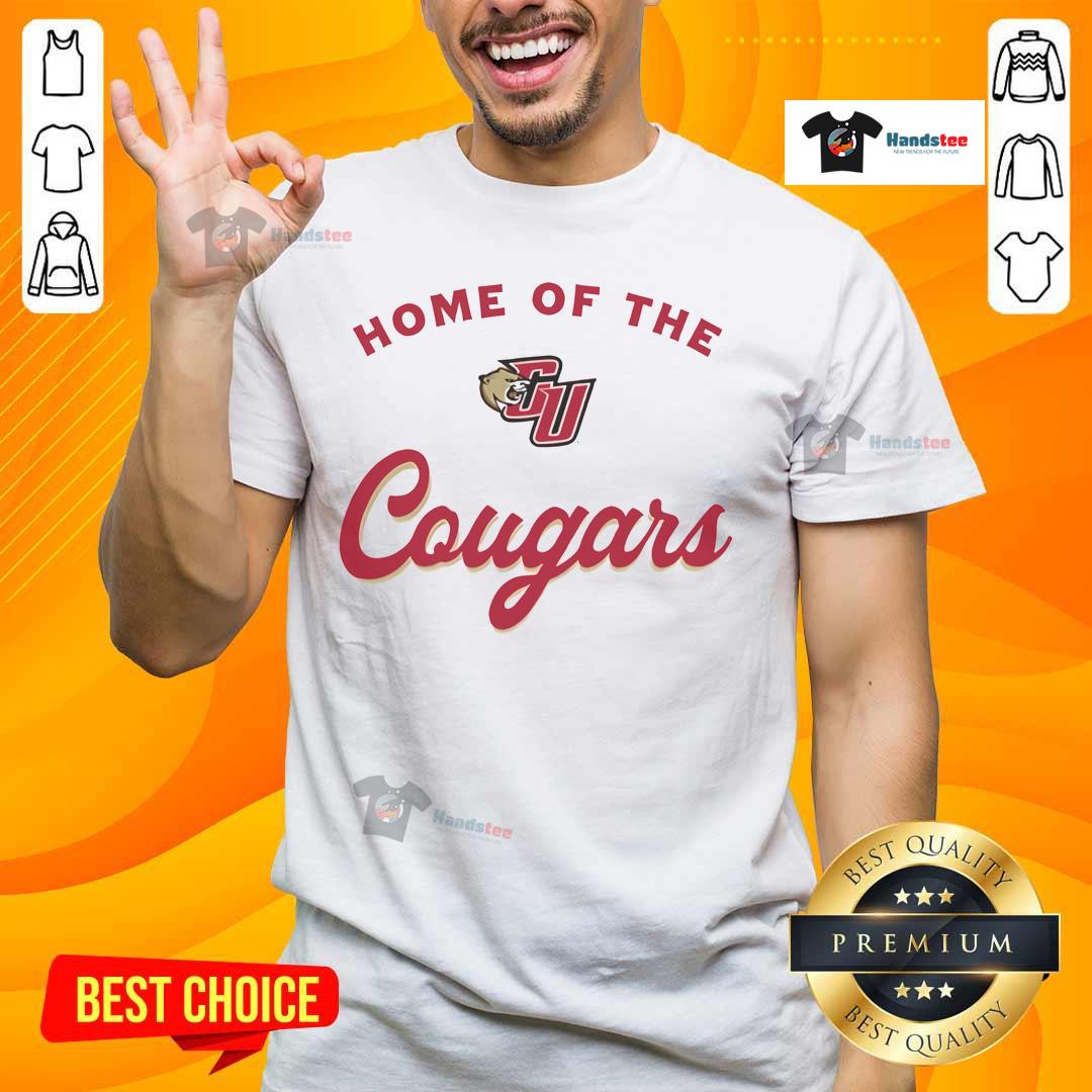 Alt Text: Official Caldwell University Home Of The Cougars T-Shirt featuring the school logo and vibrant colors, perfect for fans.