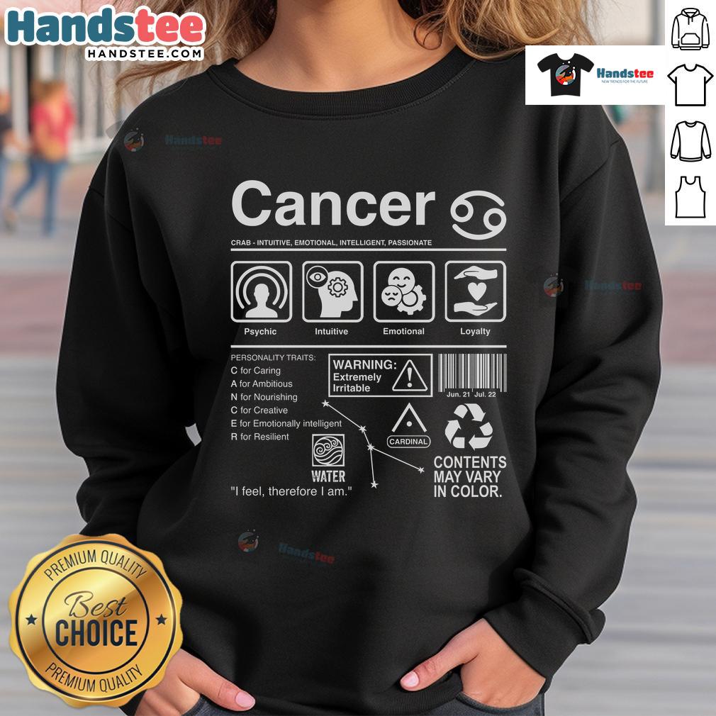 Official Cancer Label Sweatshirt featuring a stylish design to raise awareness and support cancer research efforts.