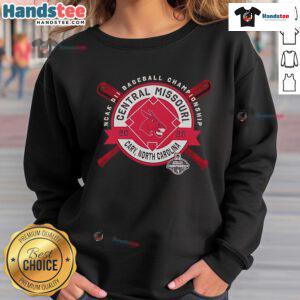 Official Central Missouri NCAA DII Baseball Championship sweatshirt from Cary, North Carolina, 2025 - stylish and comfortable.