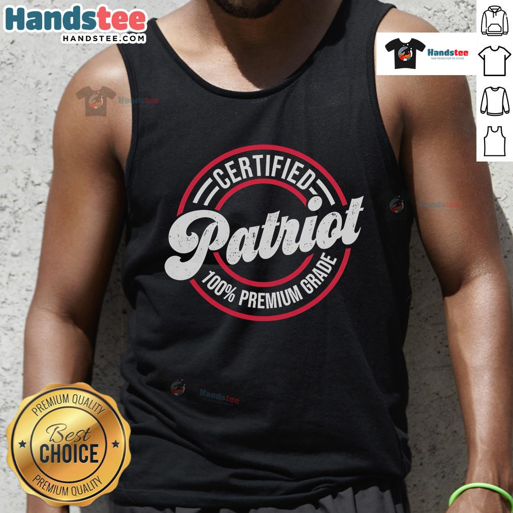 Official Certified Patriot 100 Premium Grade Tank Top in vibrant colors, perfect for summer wear and patriotic events.