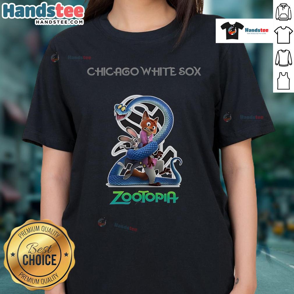 Alt Text: Official Chicago White Sox Zootopia 2 ladies tee featuring vibrant graphics and a stylish fit for fans.