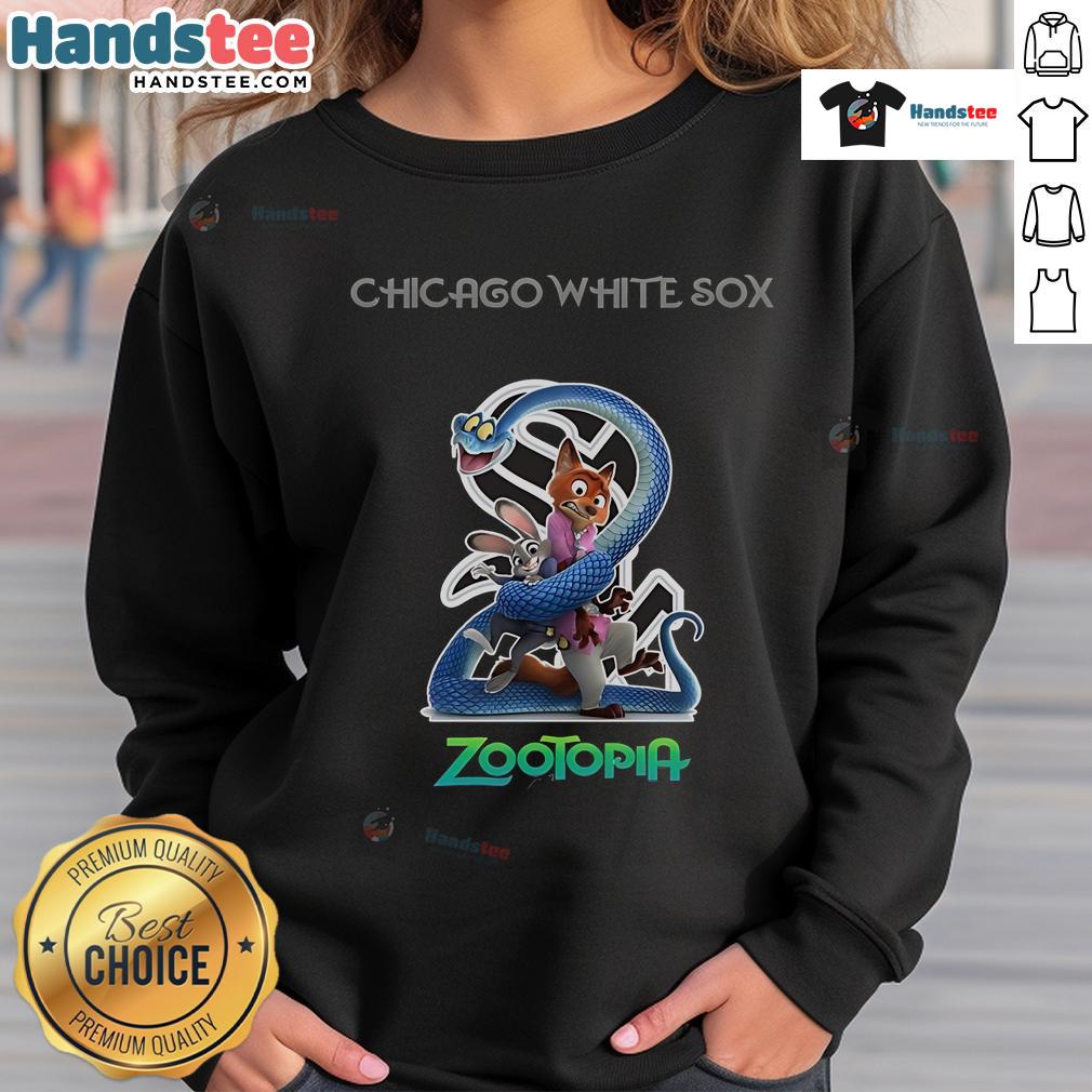 Official Chicago White Sox Zootopia 2 sweatshirt featuring vibrant graphics and team logo, perfect for fans and casual wear.