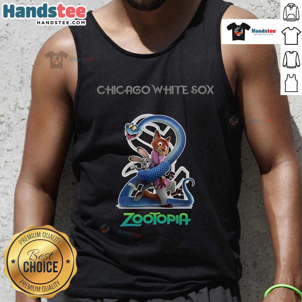 Official Chicago White Sox Zootopia 2 tank top featuring vibrant graphics and team logo, perfect for fans and summer wear.