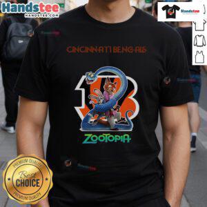 Alt Text: Official Cincinnati Bengals Zootopia 2 T-Shirt featuring vibrant graphics and team logo, perfect for fans and collectors.