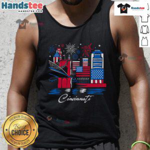 Official Cincinnati Downtown Stars and Stripes Tank Top featuring patriotic design, perfect for summer wear and events.