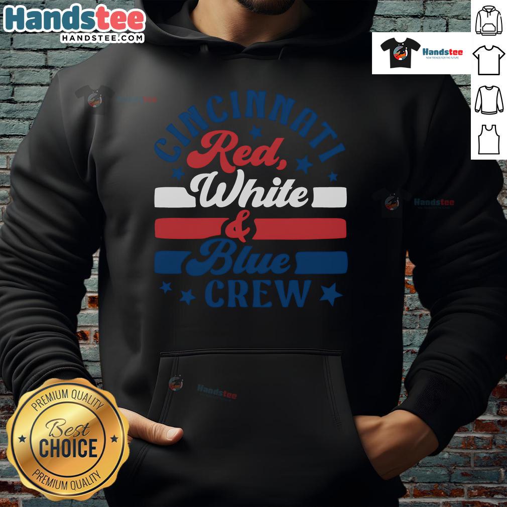Official Cincinnati Red White and Blue Crew Hoodie featuring vibrant colors and team logo, perfect for fans.