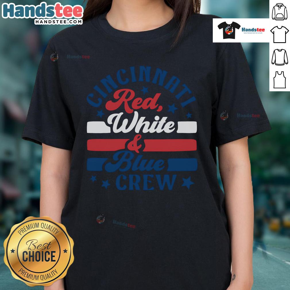 Official Cincinnati Red White and Blue Crew Ladies Tee featuring vibrant colors and stylish design for fans.