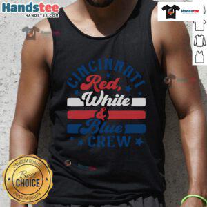 Official Cincinnati Red White and Blue Crew Tank Top featuring a patriotic design, perfect for summer wear.
