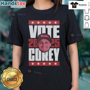 Alt Text: Official Corey Seager 2025 Vote Ladies Tee featuring stylish design for fans supporting Seager's campaign.