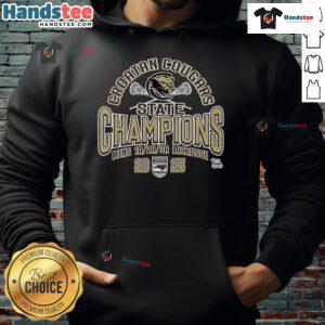 Alt Text: Croatan Cougars NCHSAA Men's Lacrosse 2025 State Champions hoodie featuring team logo and championship design.
