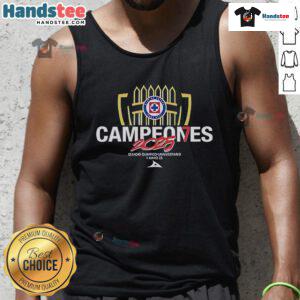 Official Cruz Azul Campeones 2025 tank top featuring the team's logo and championship design in vibrant colors.