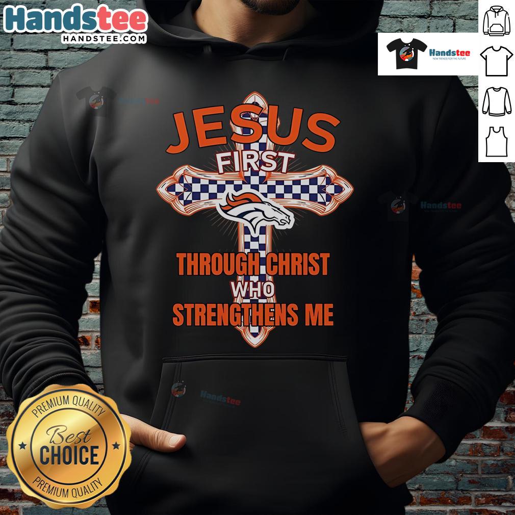 Official Denver Broncos Jesus 'I Can Do All Things' hoodie featuring vibrant team colors and inspirational design.
