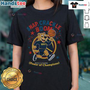 Official Denver Nuggets Snap Crackle Boom Independence Day Ladies Tee showcasing team pride and festive style.