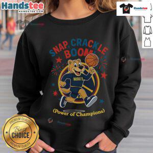 Official Denver Nuggets Snap Crackle Boom Independence Day sweatshirt featuring vibrant team colors and logo.