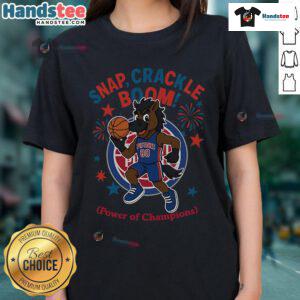 Official Detroit Pistons Snap Crackle Boom Independence Day Ladies Tee showcasing team spirit and festive style.