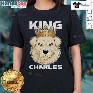Official Dog King Charles Ladies Tee featuring a stylish design and vibrant colors, perfect for dog lovers.