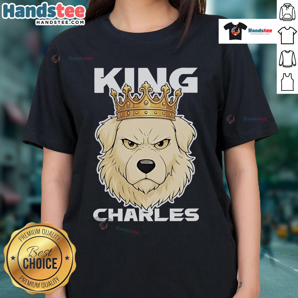 Official Dog King Charles Ladies Tee featuring a stylish design and vibrant colors, perfect for dog lovers.