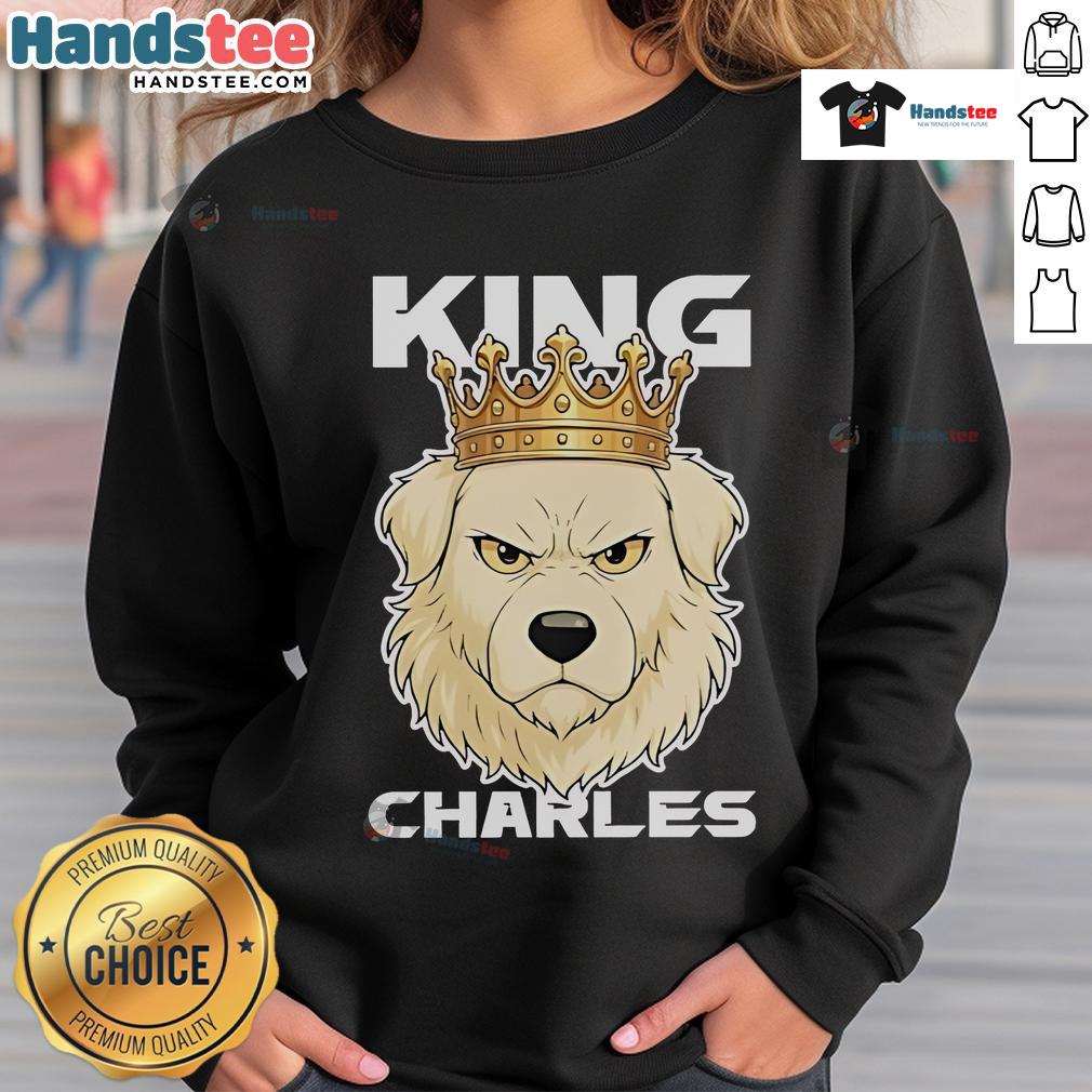 Cozy Official Dog King Charles Sweatshirt featuring a playful design, perfect for dog lovers and fashion enthusiasts.